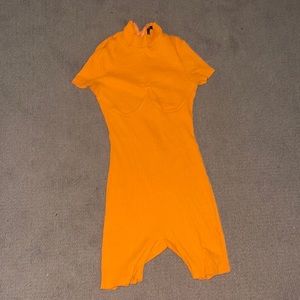 Mock-neck-rib-knit bustier romper